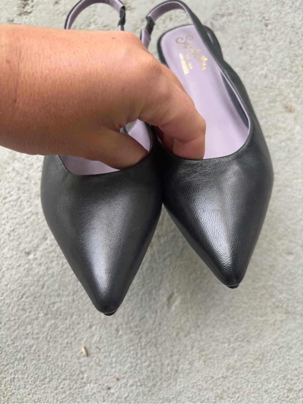 SEYCHELLES Brooklyn Slingback Heels Black Leather Pumps Size 6 - Picture 10 of 10